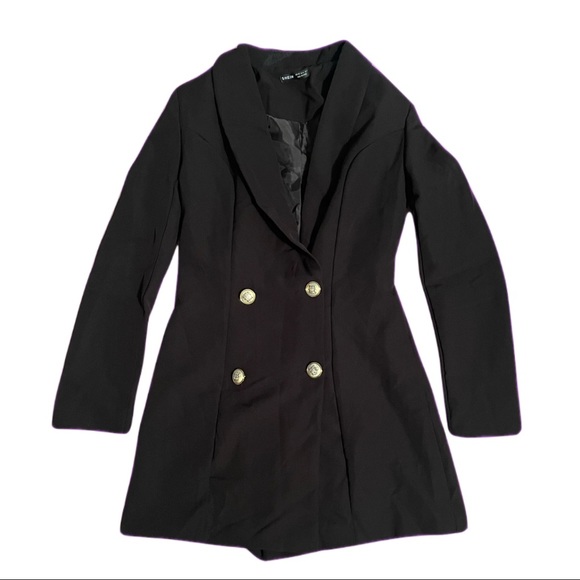 Calvin Klein Women's Double Breasted Shawl Collar Blazer Black Size 10